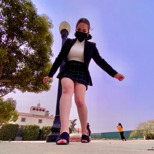 Minimalist Grid Pencil Skirt